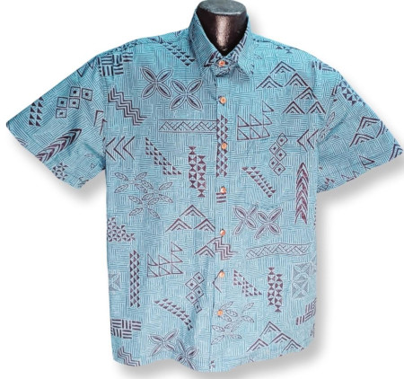 Slate Blue Hawaiian shirt- Made in USA 100% Cotton